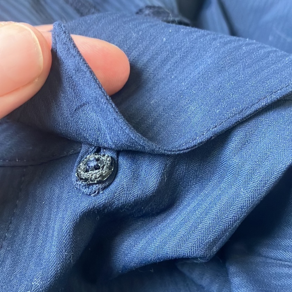 Lululemon Mens Button Down Blue Striped Long Sleeve Stretch Athletic Fit Shirt - Picture 14 of 15